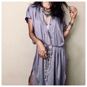 YOUNG Fabulous & Broke Maxi Shirtdress in Lilac and Gold